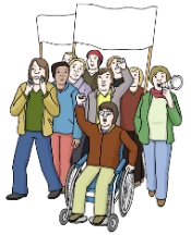 Menschen demonstrieren, sie haben Schilder in der Hand