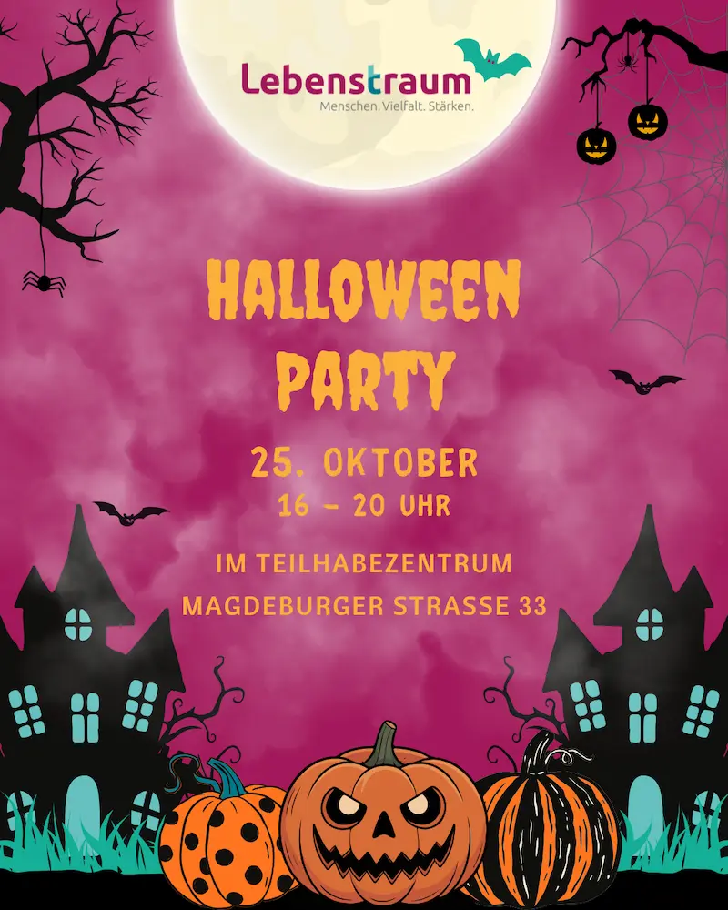 Halloween Party, 25. Oktober, 16-20 Uhr, IM TEILHABEZENTRUM, MAGDEBURGER STRASSE 33