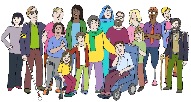 Diverse Menschen stehen zusammen