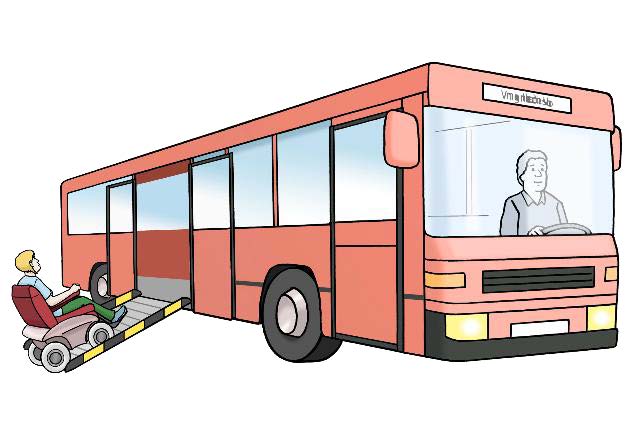 ein Bus mit Rampe für Rollstuhlnutzende